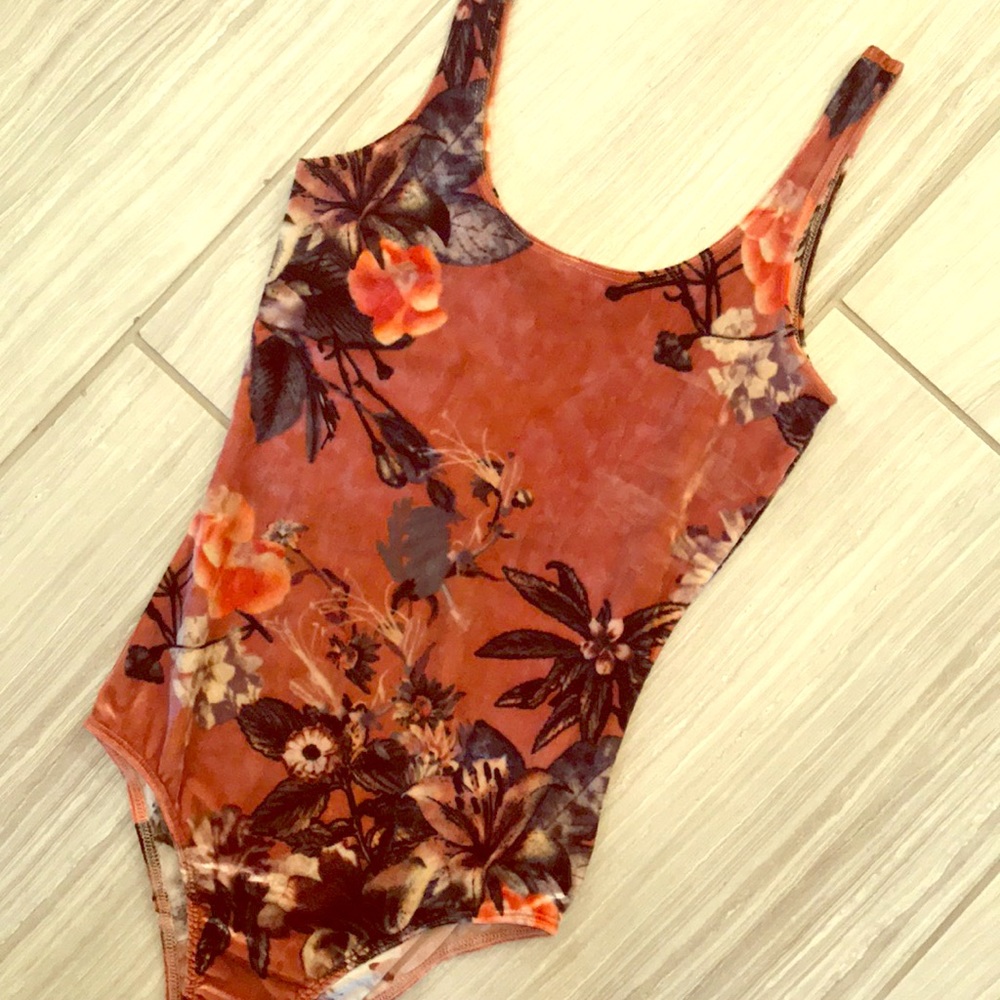 Velvet floral bodysuit